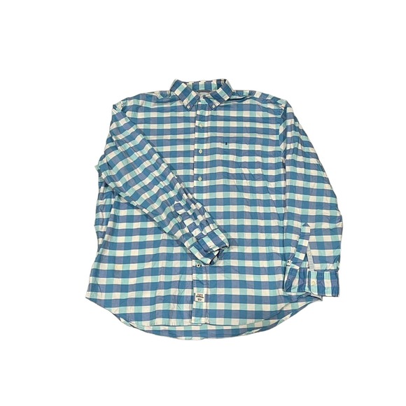 Izod‎ Saltwater Blue Box Button-up, XL, #496-S - Picture 2 of 4